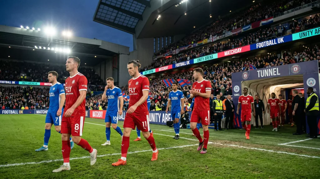 Jugadores de futbol en el descanso de un partido de la Premier League