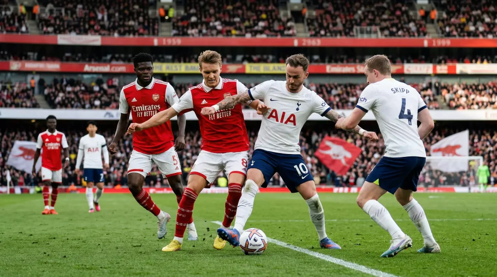 Campo de fútbol de la Premier League con representación visual del concepto Draw No Bet sin empate
