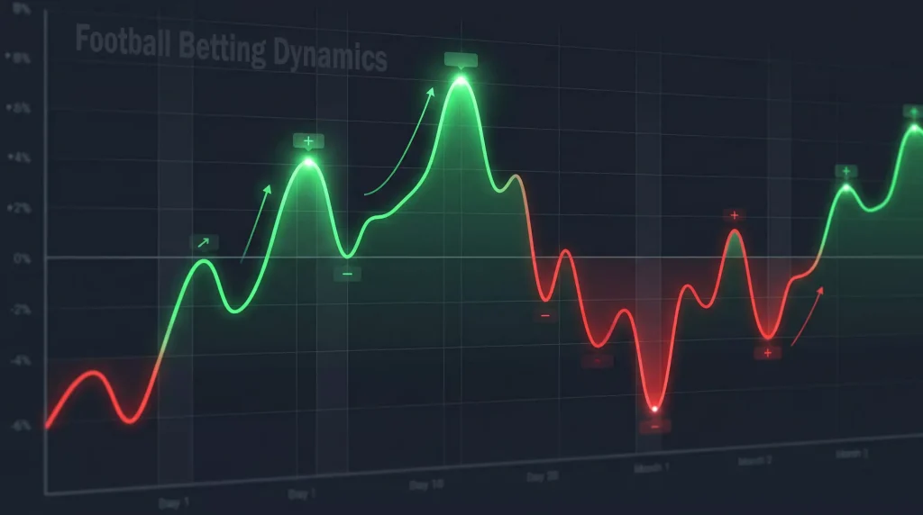 Grafico con linea ascendente y descendente representando rachas en apuestas